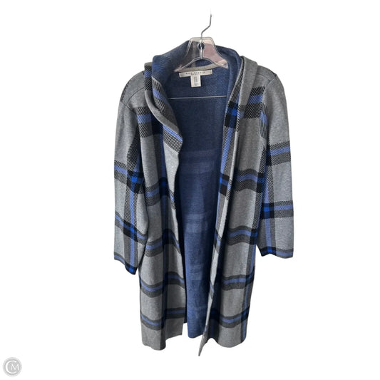 Sweater Cardigan By Max Studio In Blue & Grey, Size: 1x
