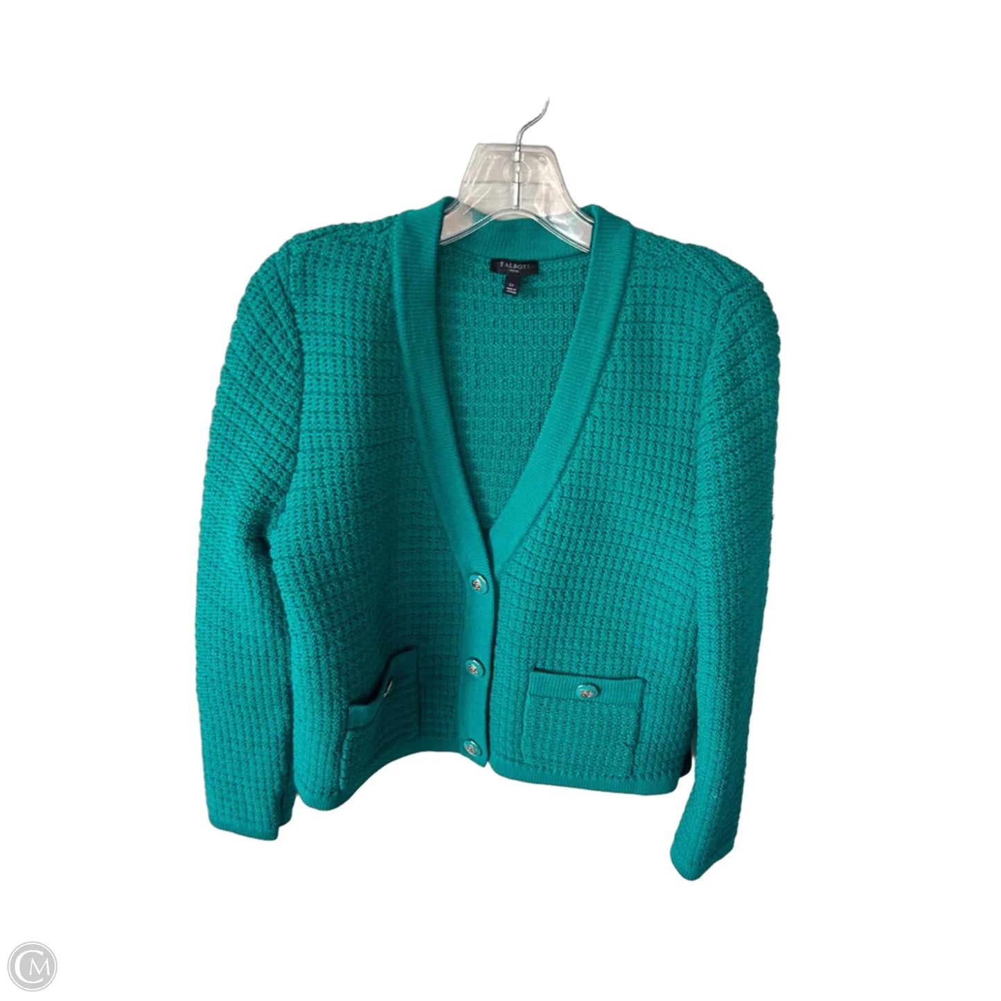 Sweater Cardigan By Talbots In Green, Size: Lp