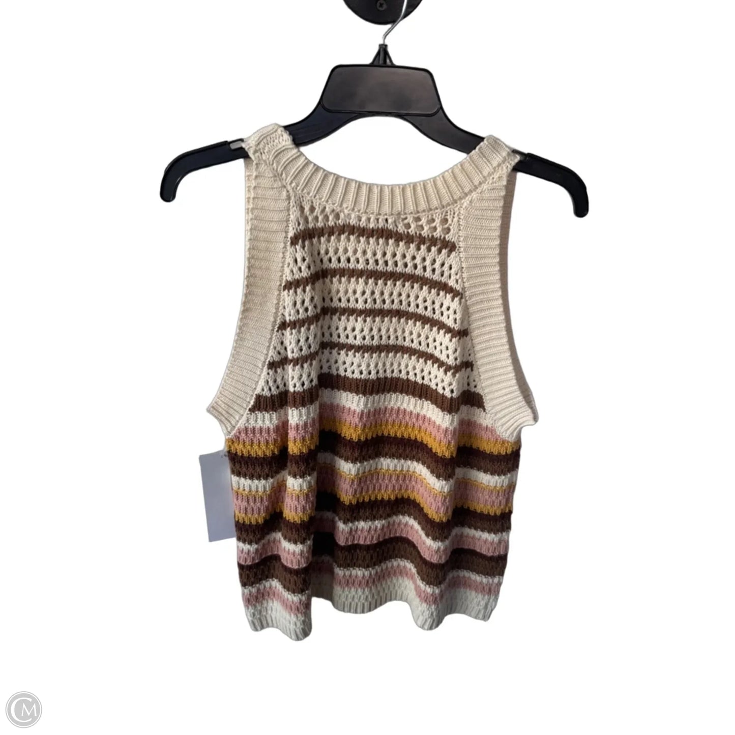 Vest Sweater By Dr2 In Brown & Cream, Size: Xl
