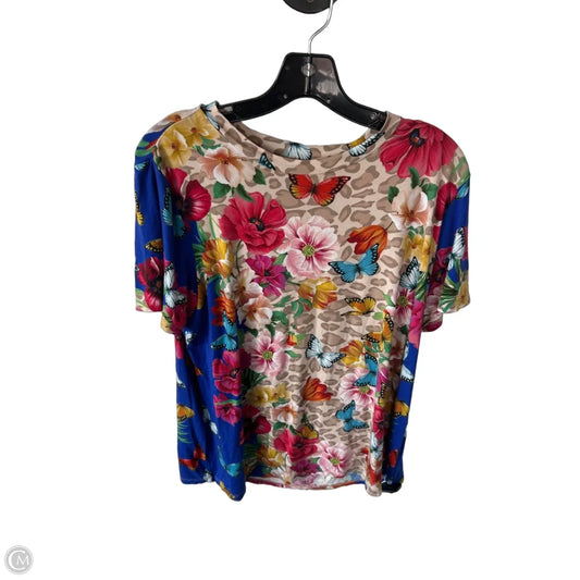 Top Short Sleeve Designer By Johnny Was In Blue & Brown, Size: M