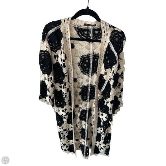 Sweater Cardigan By Do Everything In Love In Black & Cream, Size: Osfm
