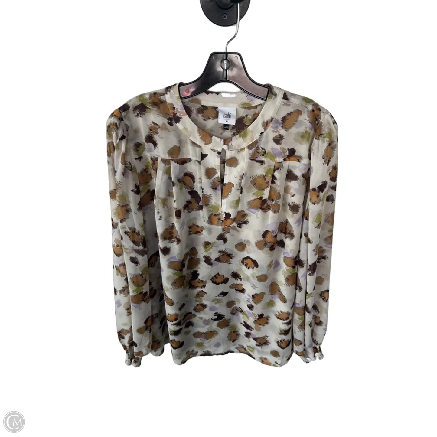 Blouse Long Sleeve By Cabi In Cream & Green, Size: Xl