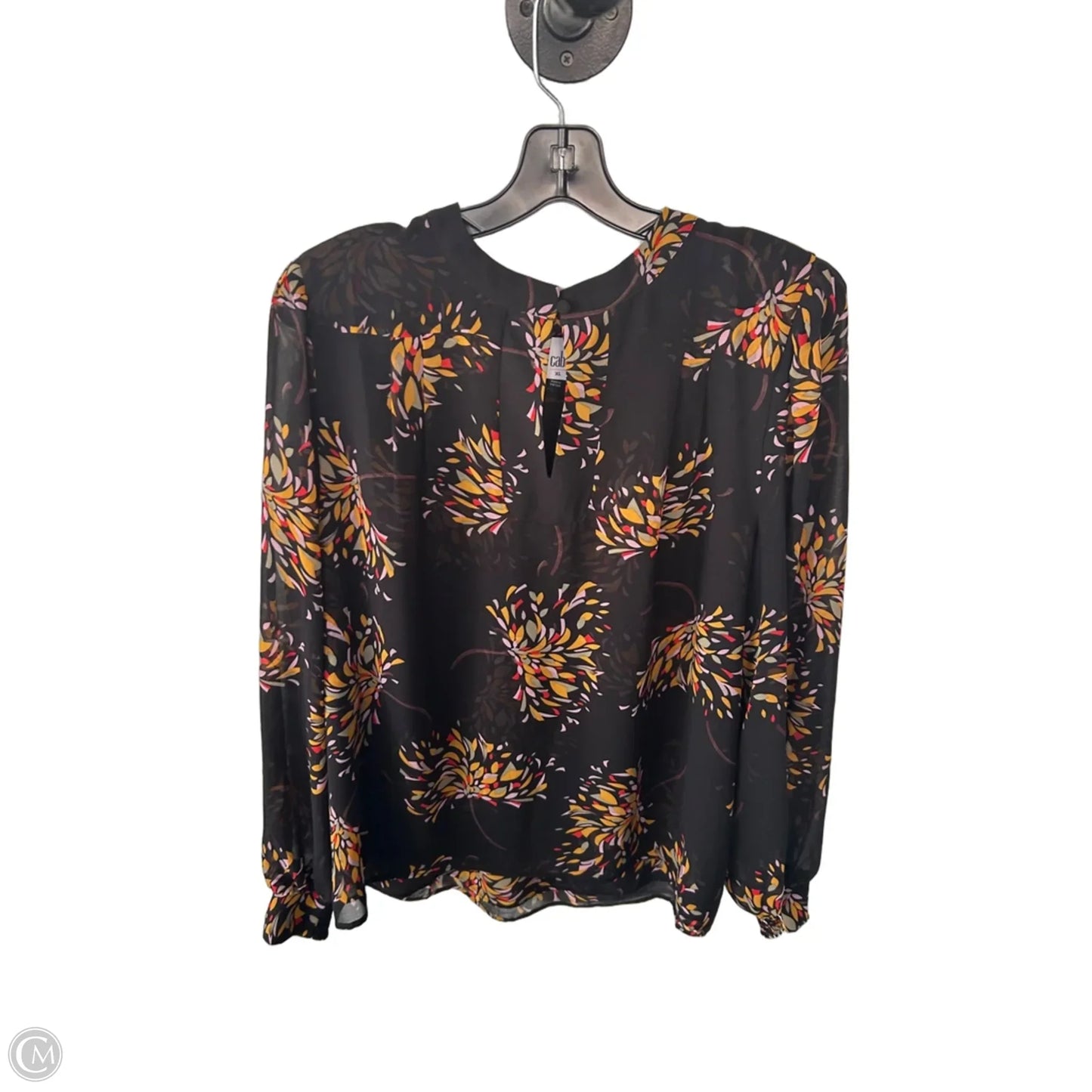 Blouse Long Sleeve By Cabi In Black & Orange, Size: Xl