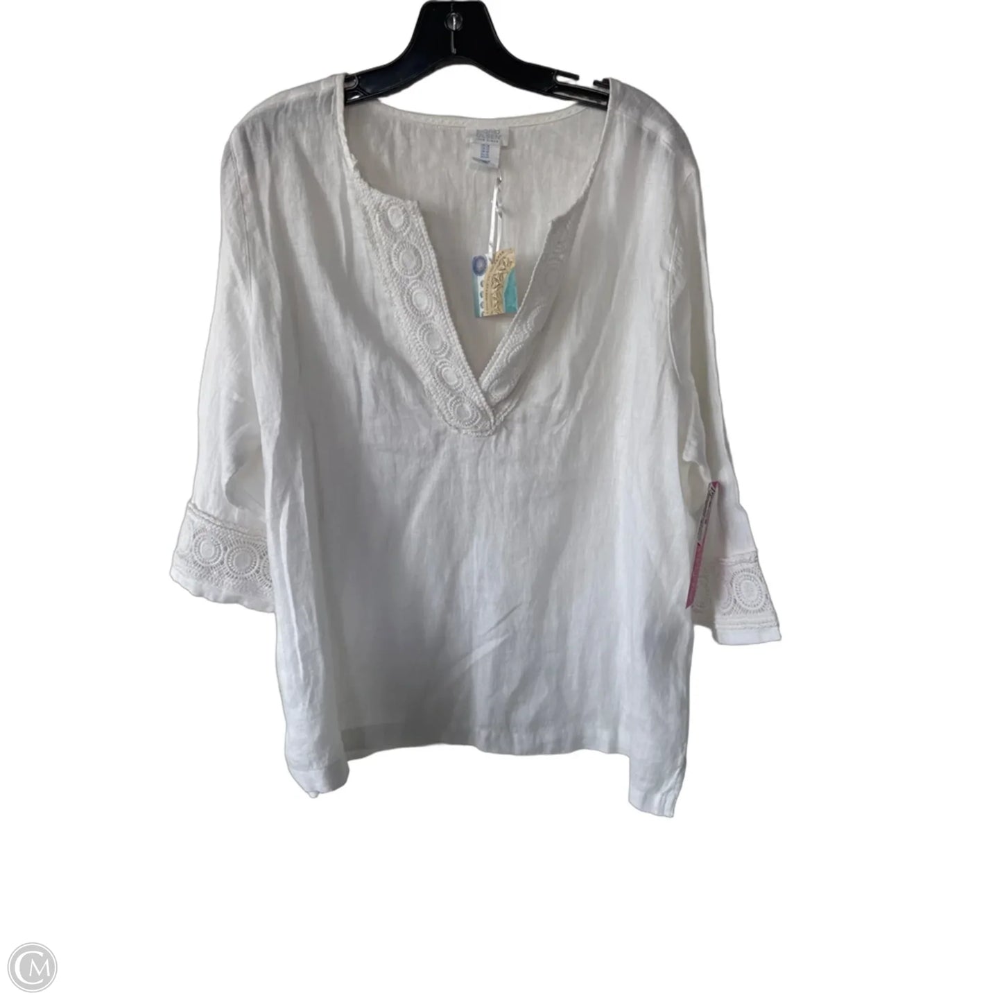 Blouse 3/4 Sleeve By Sigrid Olsen In White, Size: 1x