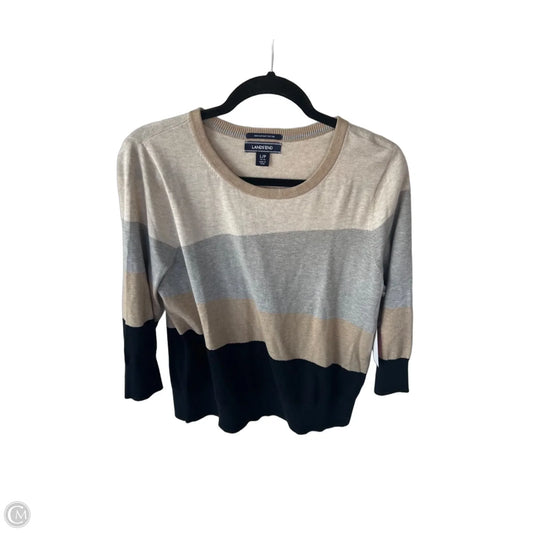 Sweater By Lands End In Black & Cream, Size: L