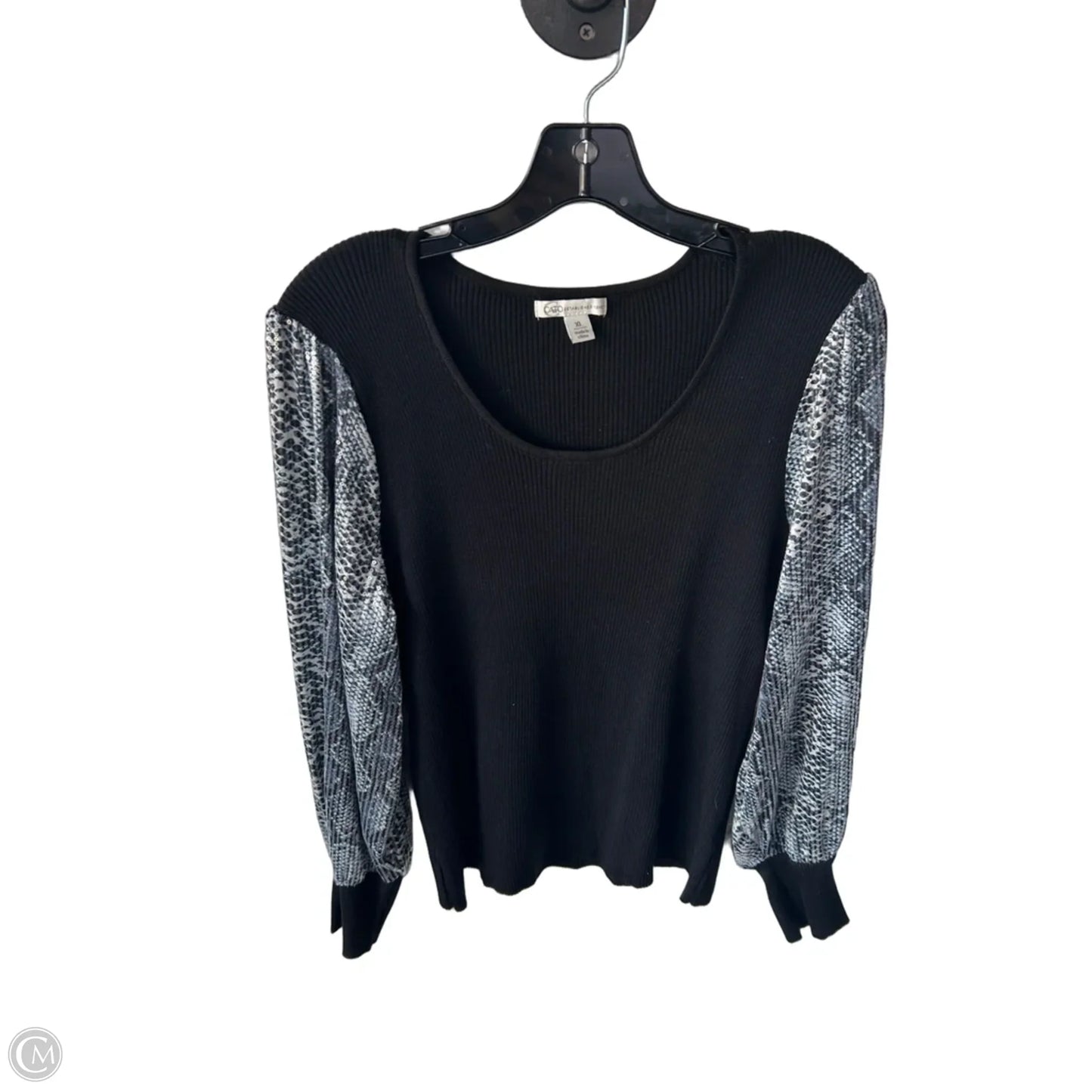Sweater By Cato In Black & Grey, Size: Xl