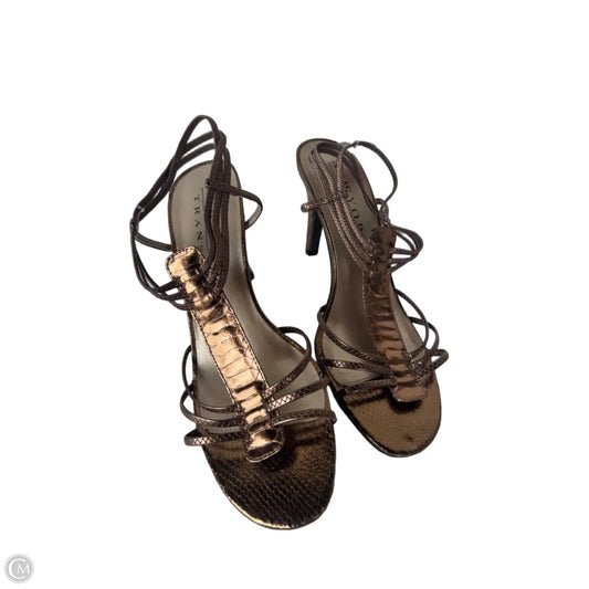 Sandals Heels Stiletto By New York Transit In Gold, Size: 9.5