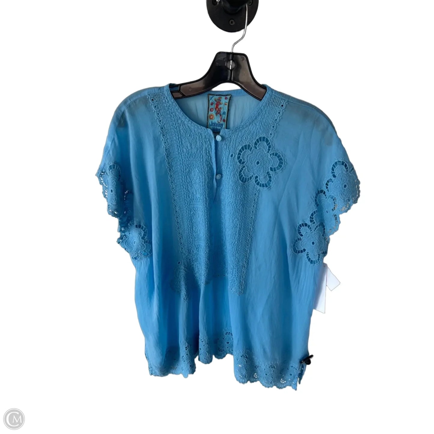 Blouse Designer By Johnny Was In Blue, Size: L