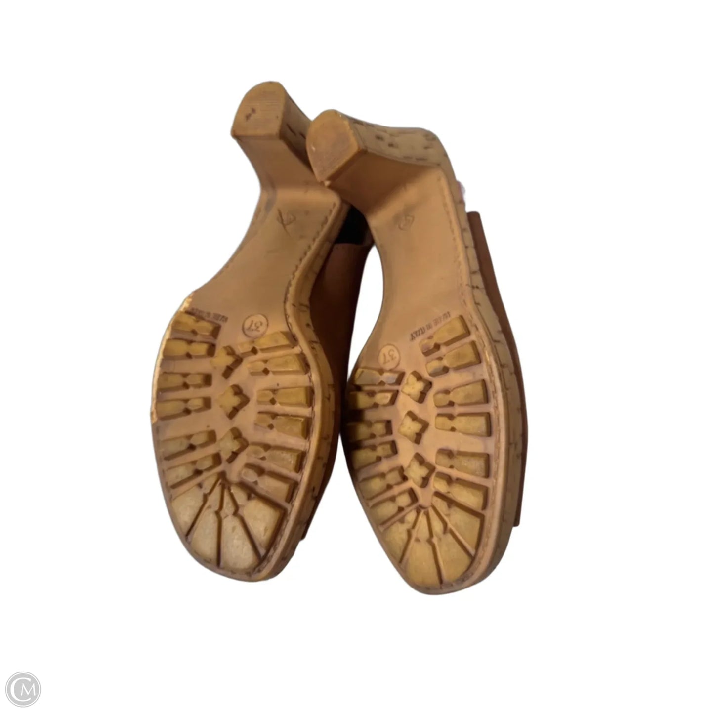 Sandals Heels Block By Colin Stuart In Brown & Tan, Size: 6.5