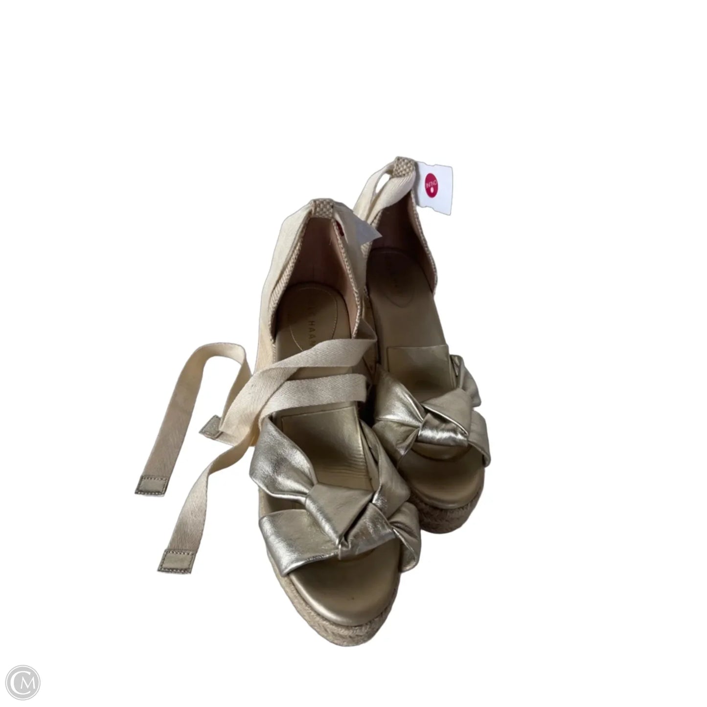 Sandals Heels Wedge By Cole-haan In Gold & Tan, Size: 9.5