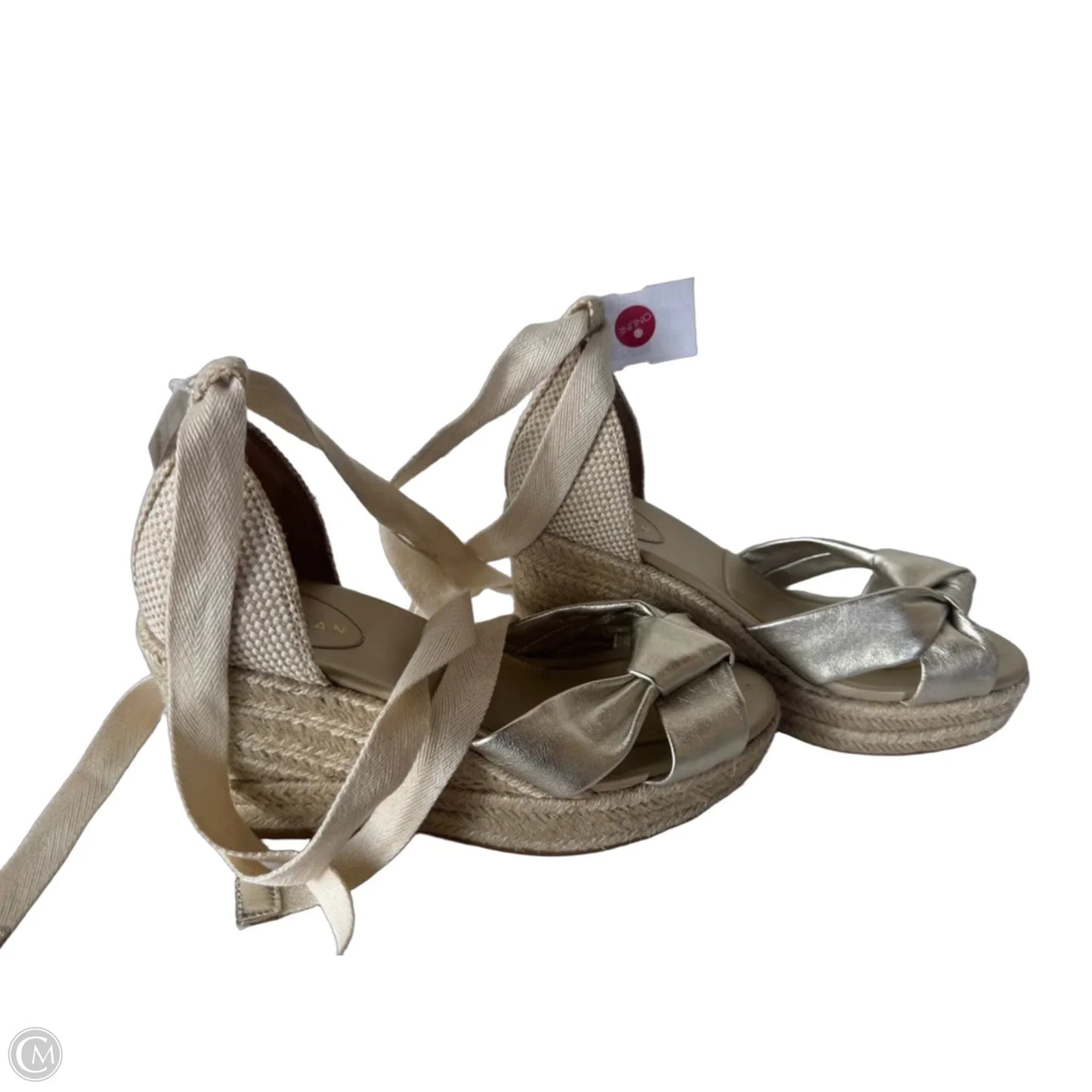 Sandals Heels Wedge By Cole-haan In Gold & Tan, Size: 9.5