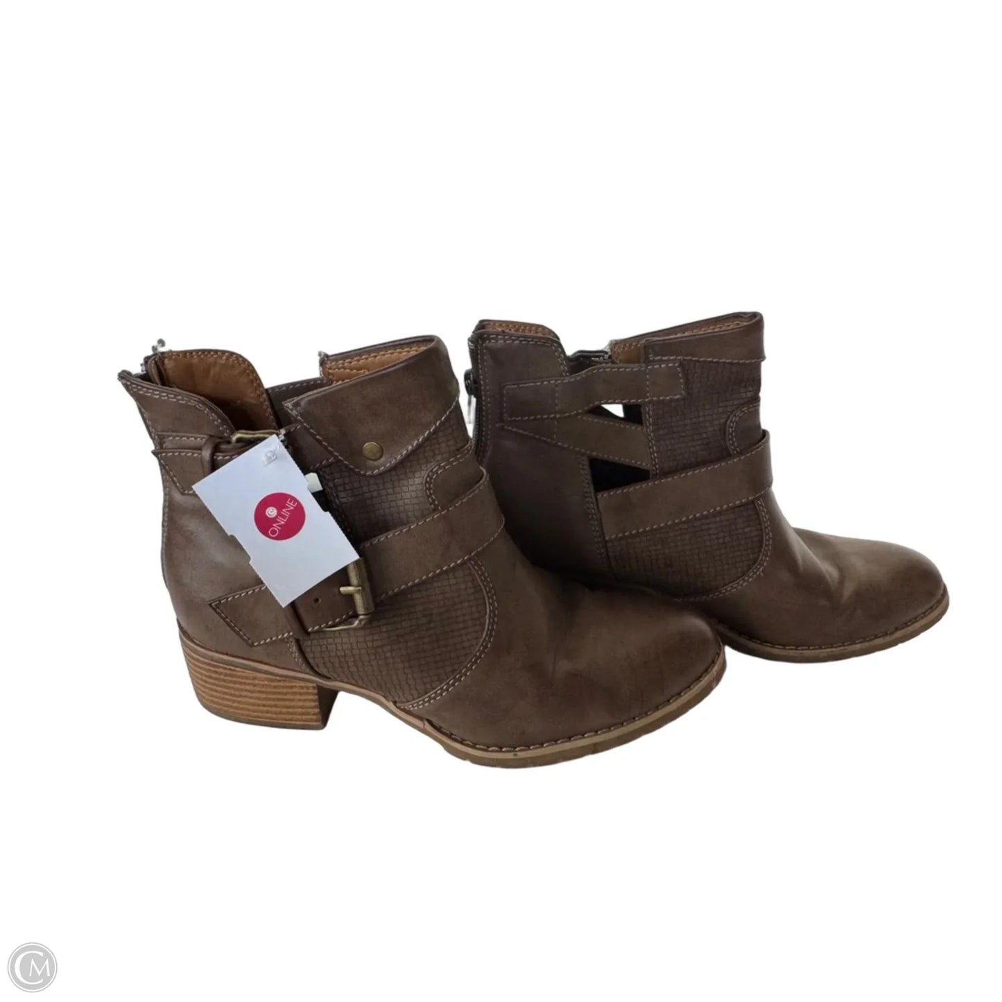 Boots Ankle Heels By Sofft In Brown, Size: 8