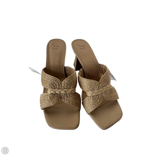 Sandals Heels Block By A New Day In Tan, Size: 9.5
