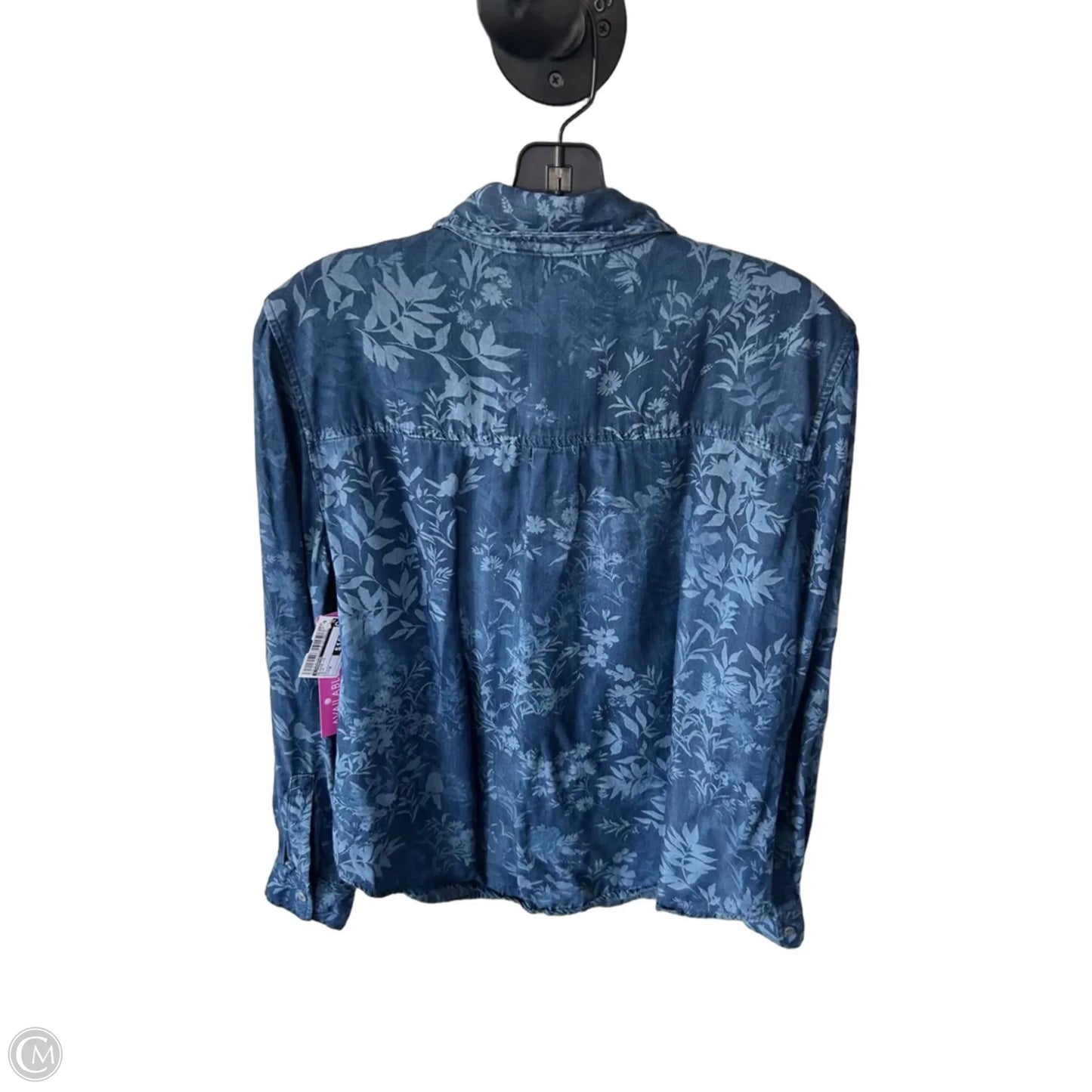 Blouse Long Sleeve By Liverpool In Blue, Size: M