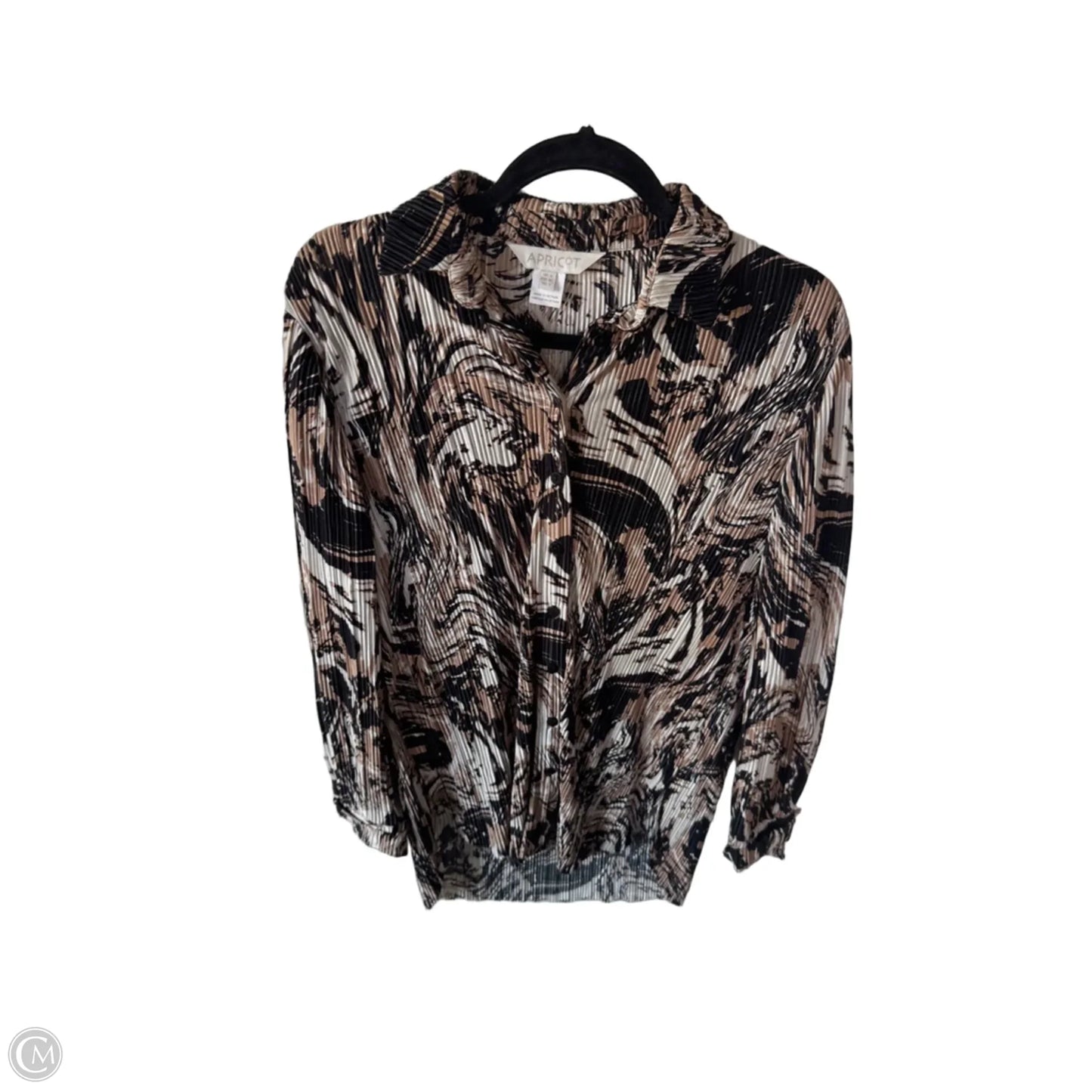 Blouse Long Sleeve By Clothes Mentor In Brown & Cream, Size: S