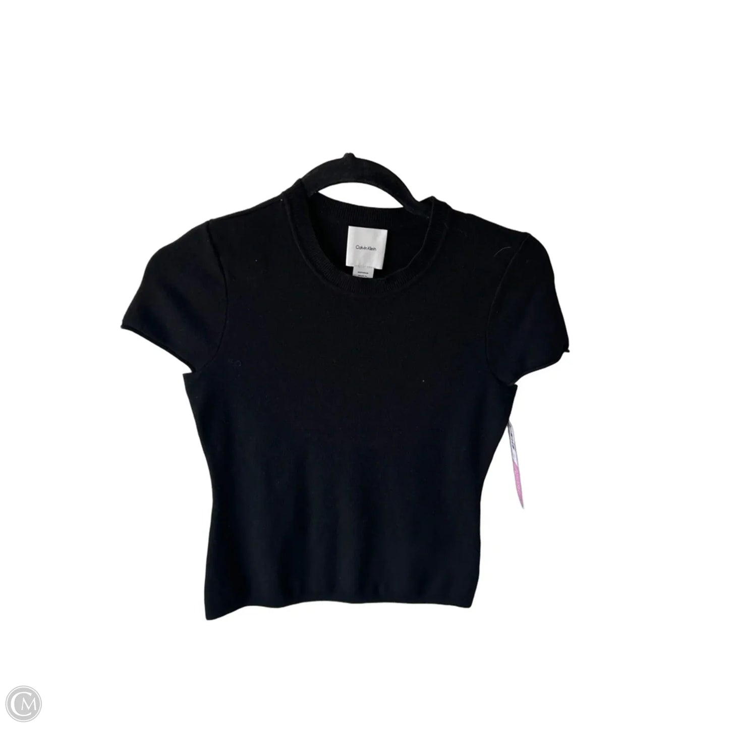Sweater Short Sleeve By Calvin Klein In Black, Size: Xs