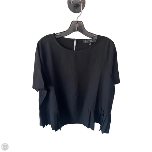 Blouse Short Sleeve By Eloquii In Black, Size: Medium