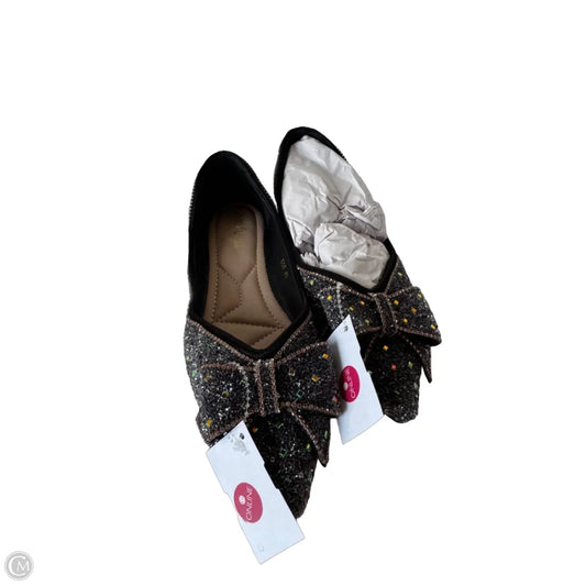 Shoes Flats By Clothes Mentor In Black & Gold, Size: 8.5