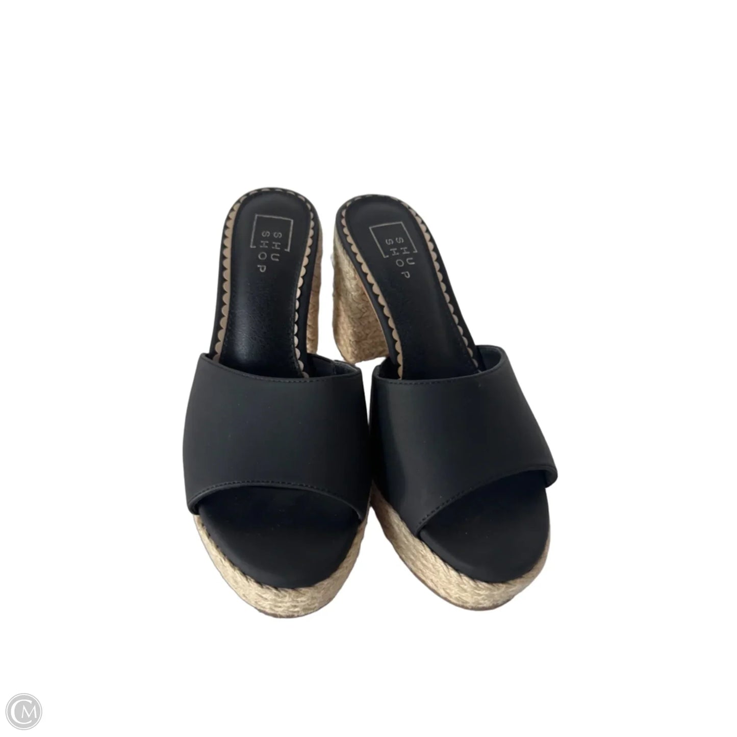 Sandals Heels Block By Shu Shop In Black & Cream, Size: 8
