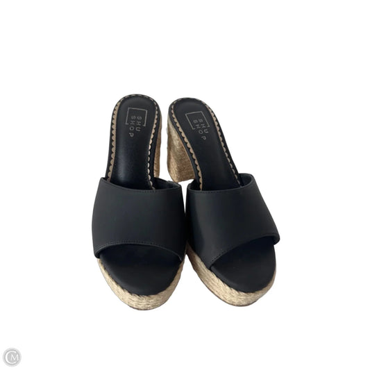 Sandals Heels Block By Shu Shop In Black & Cream, Size: 8