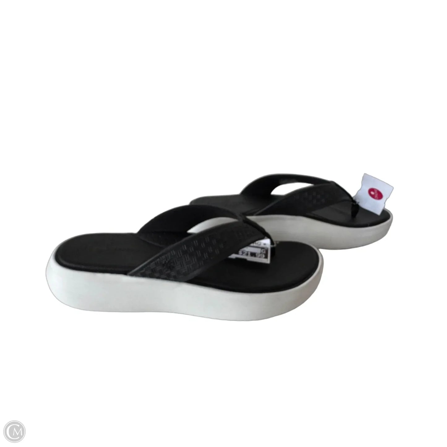Sandals Flip Flops By Clarks In Black & White, Size: 10