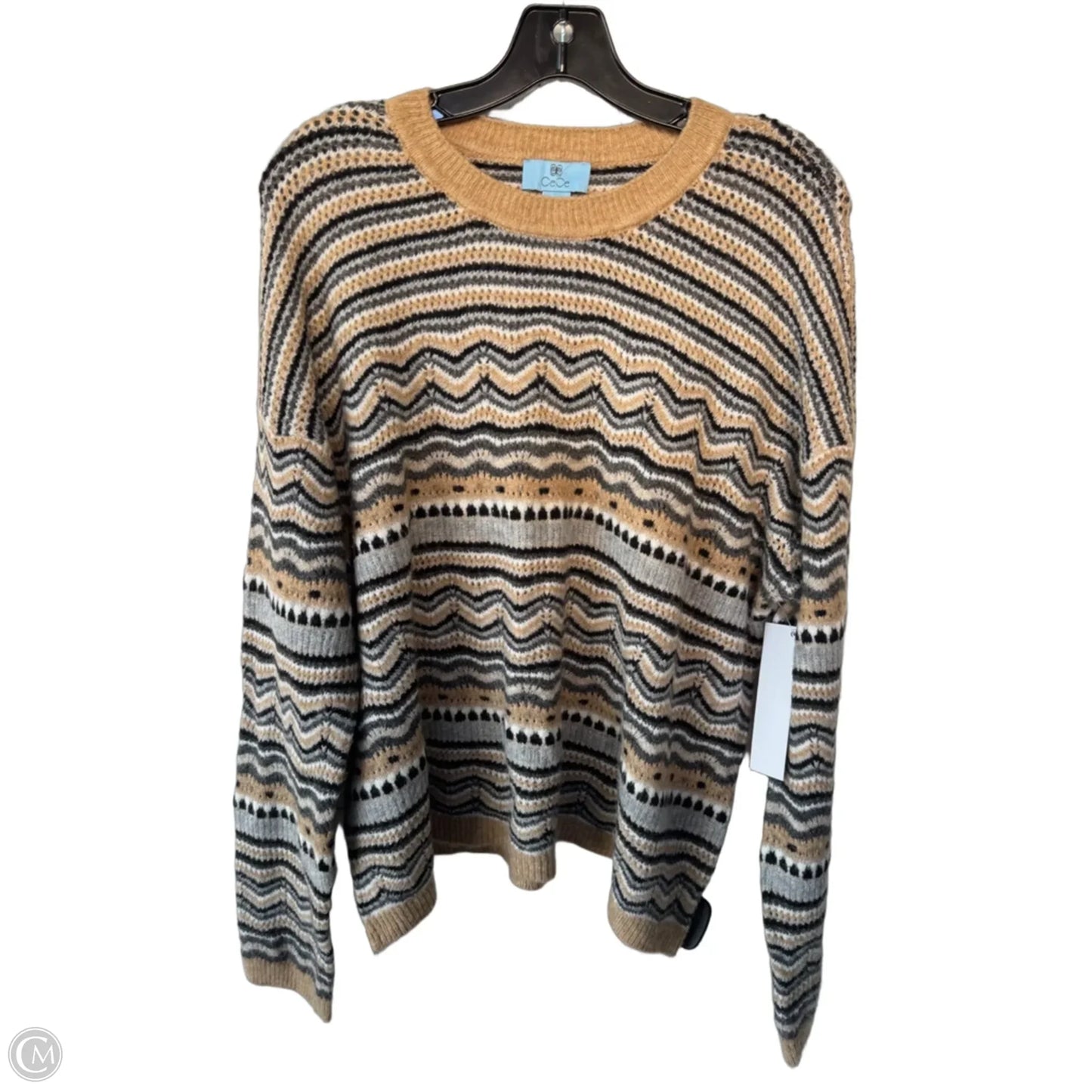 Sweater By Cece In Grey & Tan, Size: L