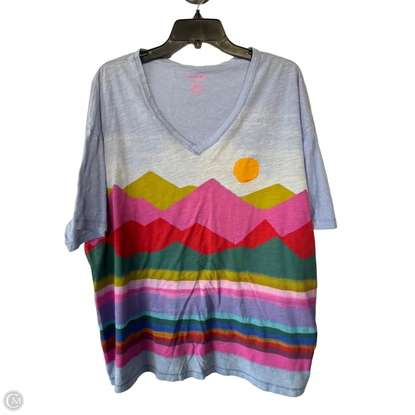 Top Short Sleeve By Natural Life In Blue & Pink, Size: Osfm