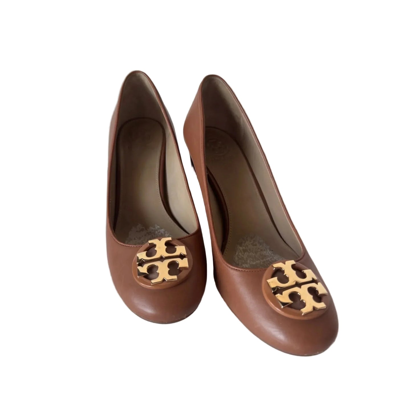 Shoes Designer By Tory Burch In Brown & Gold, Size: 8