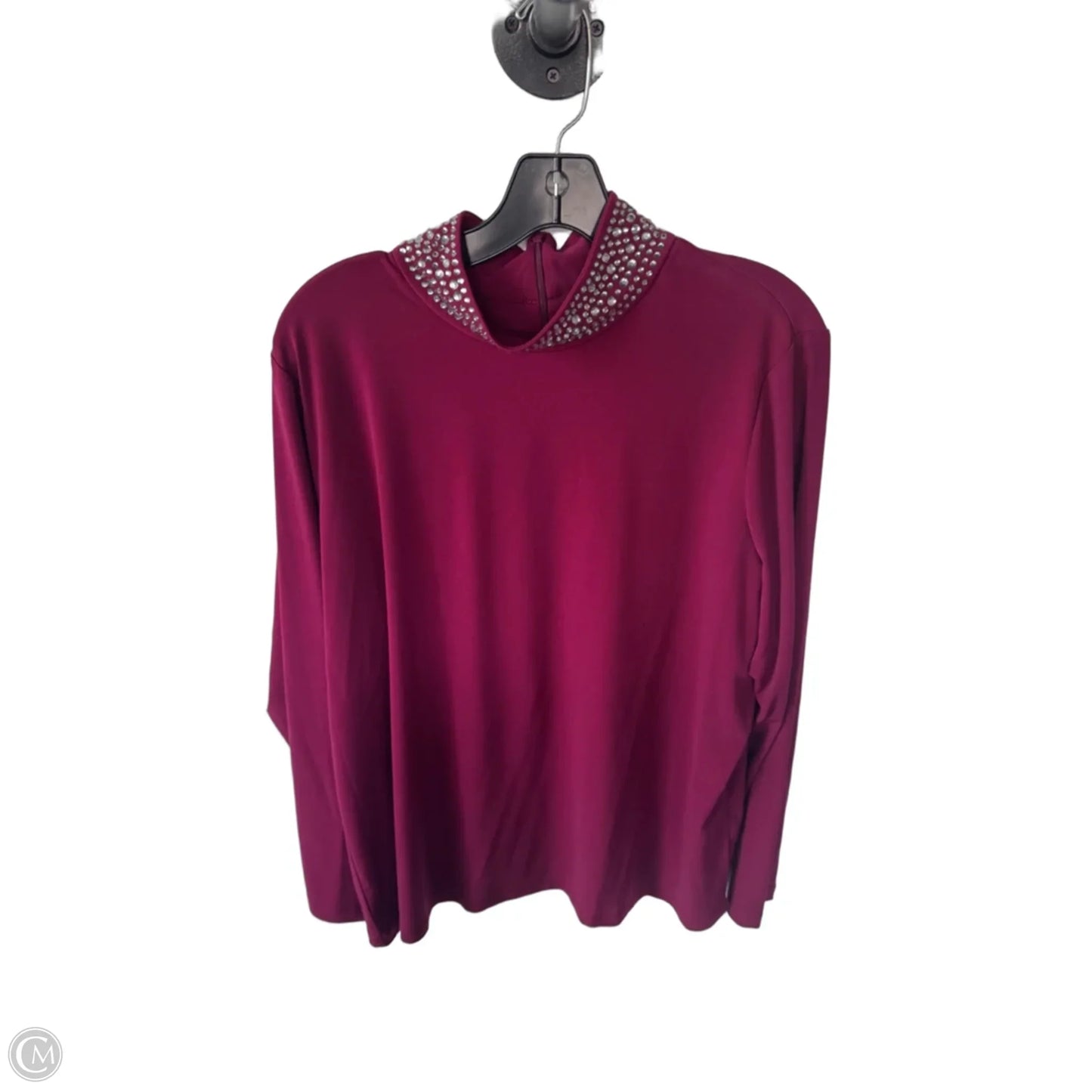 Blouse Long Sleeve By Susan Graver In Red & Silver, Size: Xl