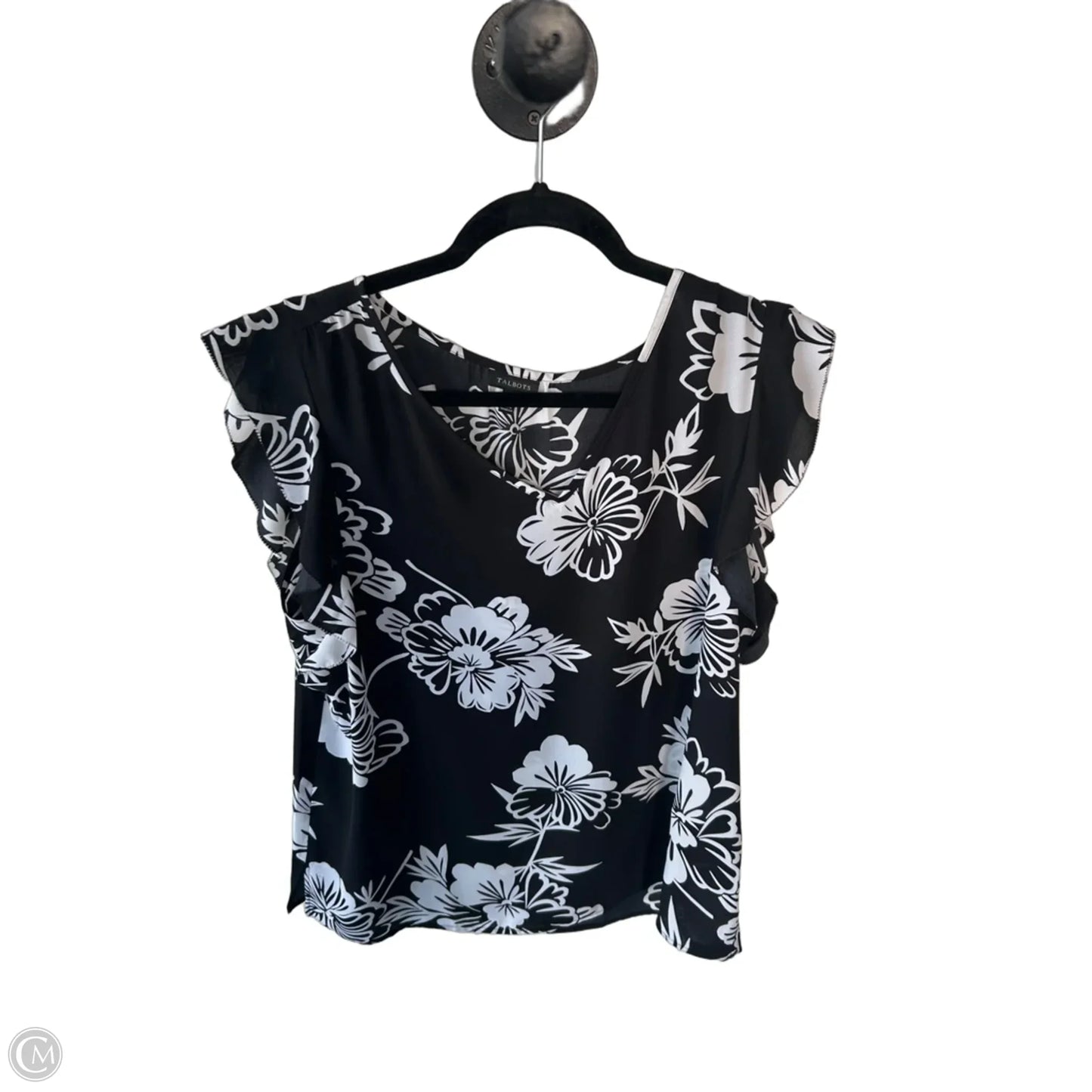 Blouse Sleeveless By Talbots In Black & White, Size: L