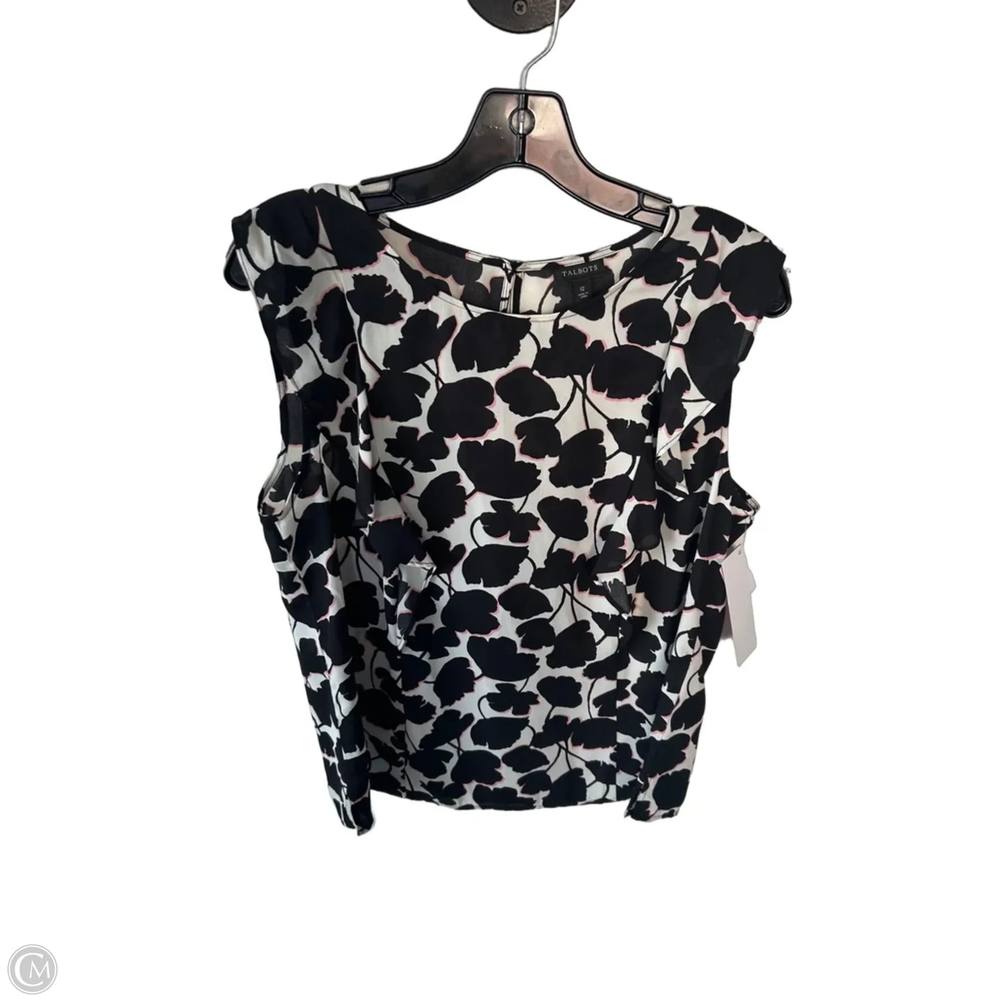 Blouse Sleeveless By Talbots In Black & White, Size: L