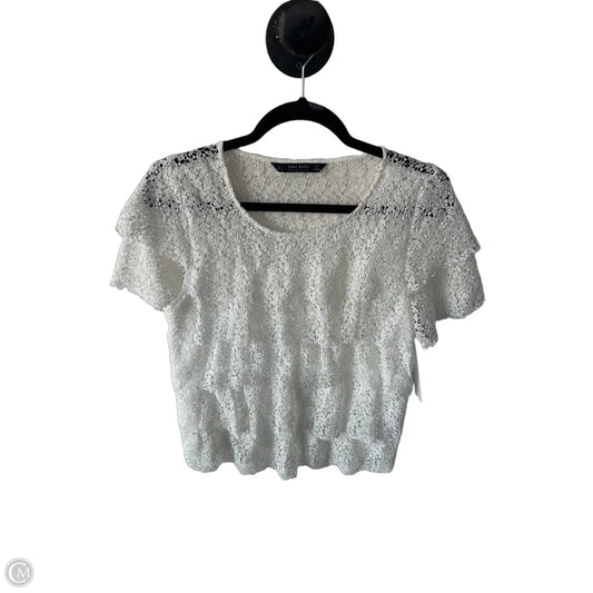 Blouse Short Sleeve By Zara Basic In White, Size: L