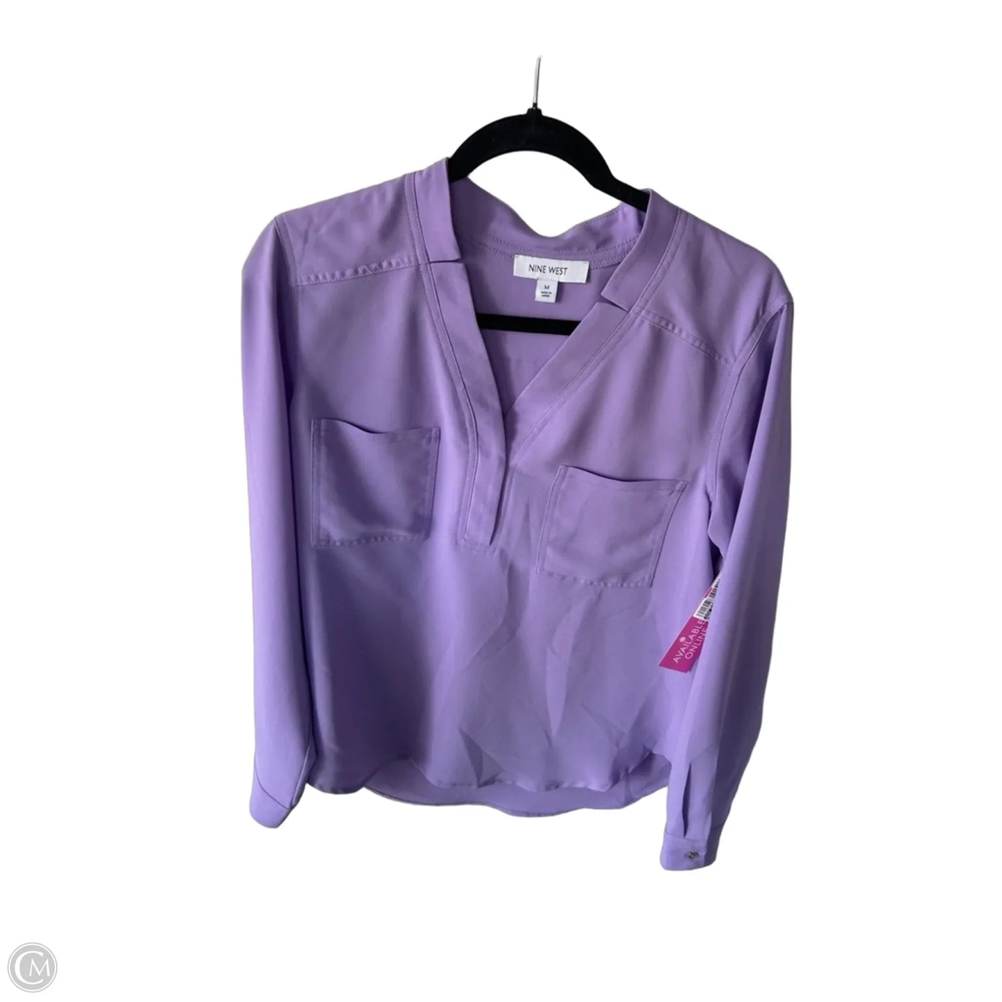 Blouse Long Sleeve By Nine West In Purple, Size: M