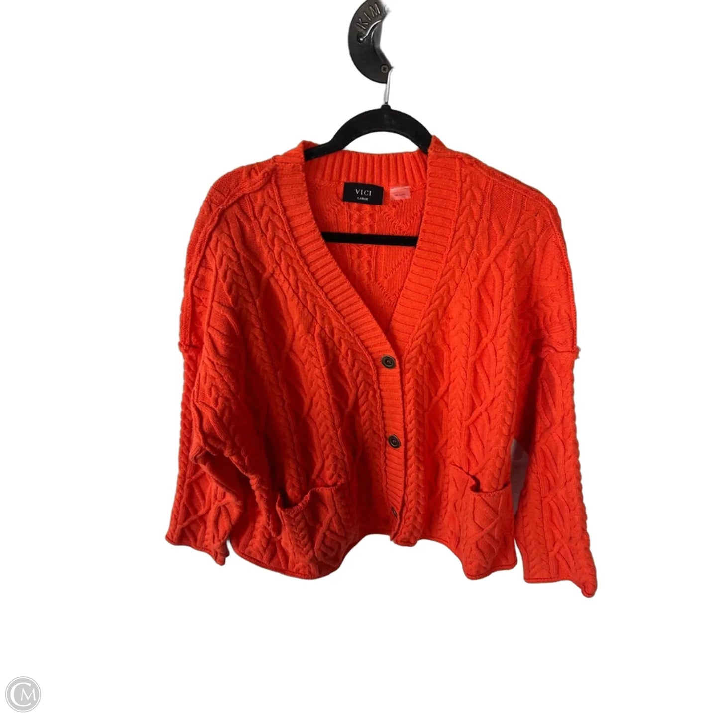 Sweater Cardigan By Vici In Orange, Size: L
