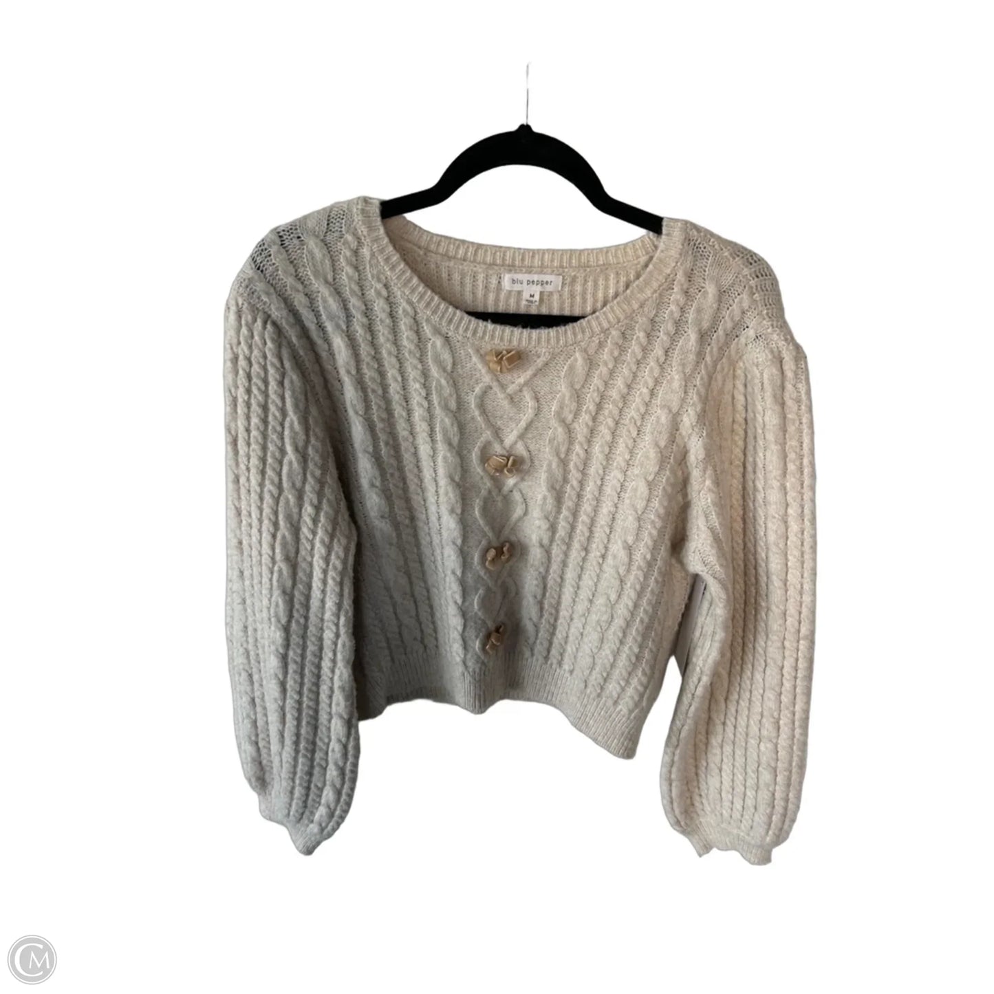 Sweater By Blu Pepper In Cream & Tan, Size: M