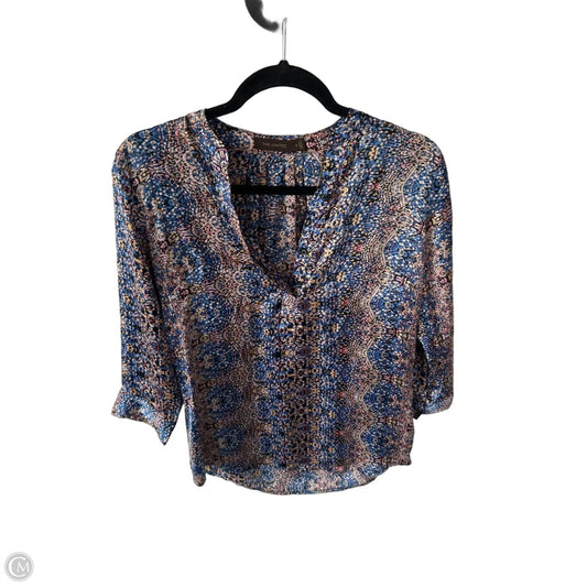 Blouse Long Sleeve By Limited In Blue & Tan, Size: S