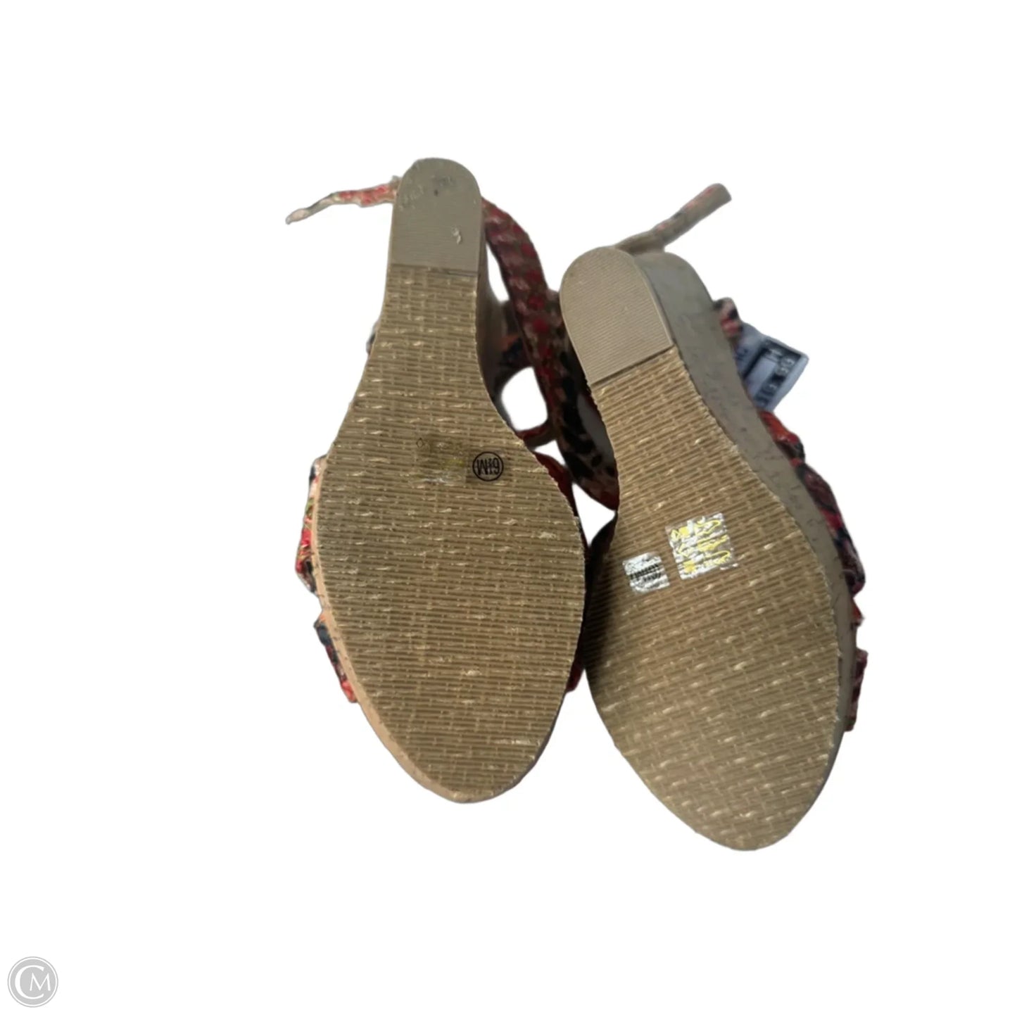 Sandals Heels Wedge By Chinese Laundry In Red & Tan, Size: 6.5