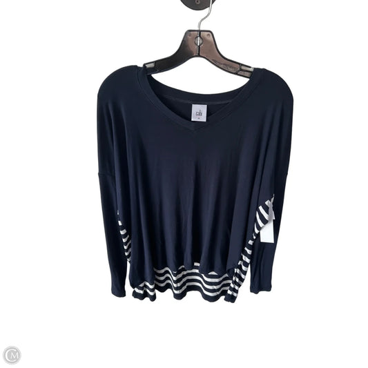 Top Long Sleeve By Cabi In Blue & White, Size: M