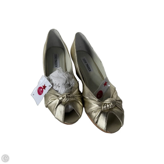 Sandals Heels Wedge By Steve Madden In Gold, Size: 6.5