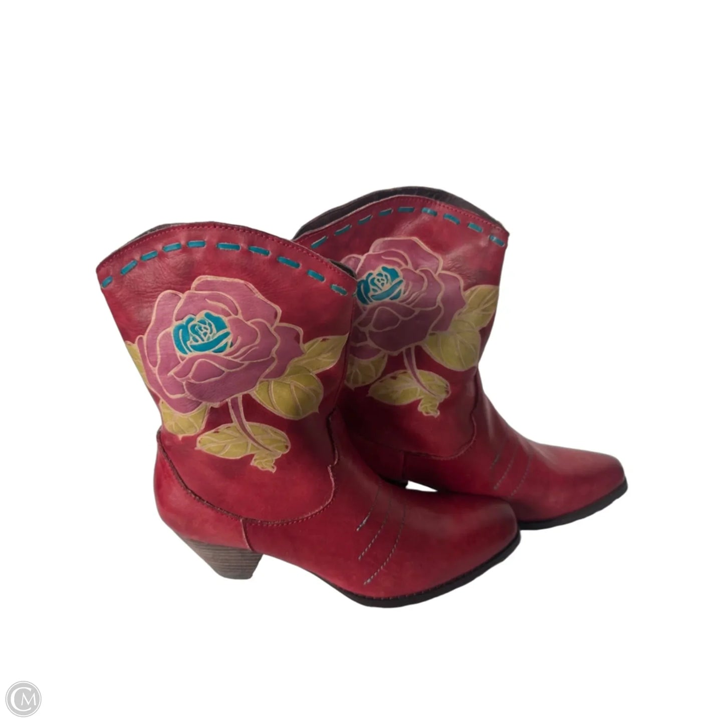 Boots Western By Spring Step In Red & Yellow, Size: 6.5