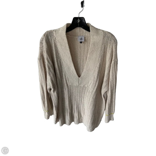 Sweater By Cabi In Cream & Yellow, Size: M