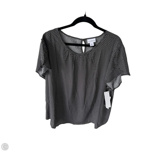 Blouse Short Sleeve By Liz Claiborne In Black & Tan, Size: Xxl