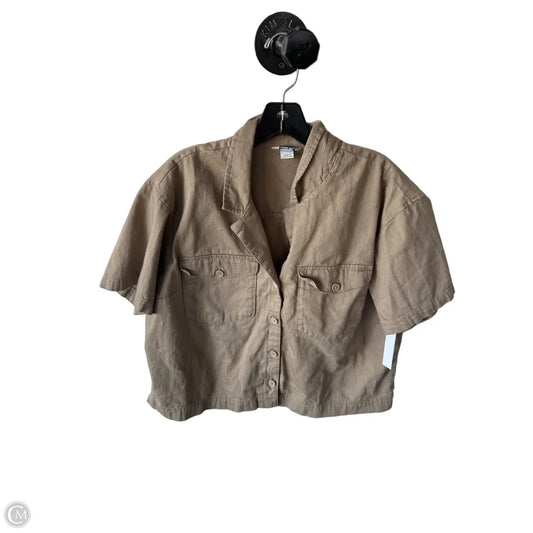 Jacket Shirt By Eddie Bauer In Tan, Size: L