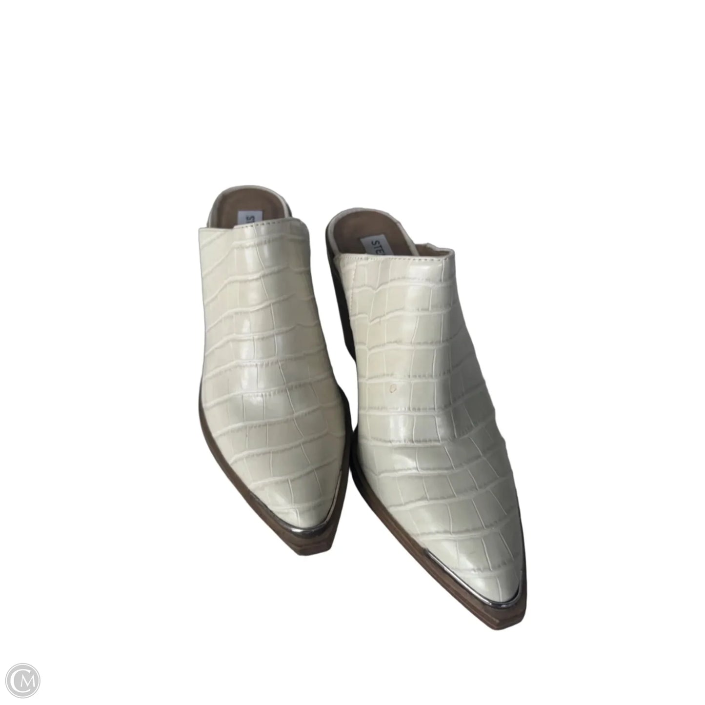 Boots Ankle Heels By Steve Madden In Cream & Silver, Size: 6.5