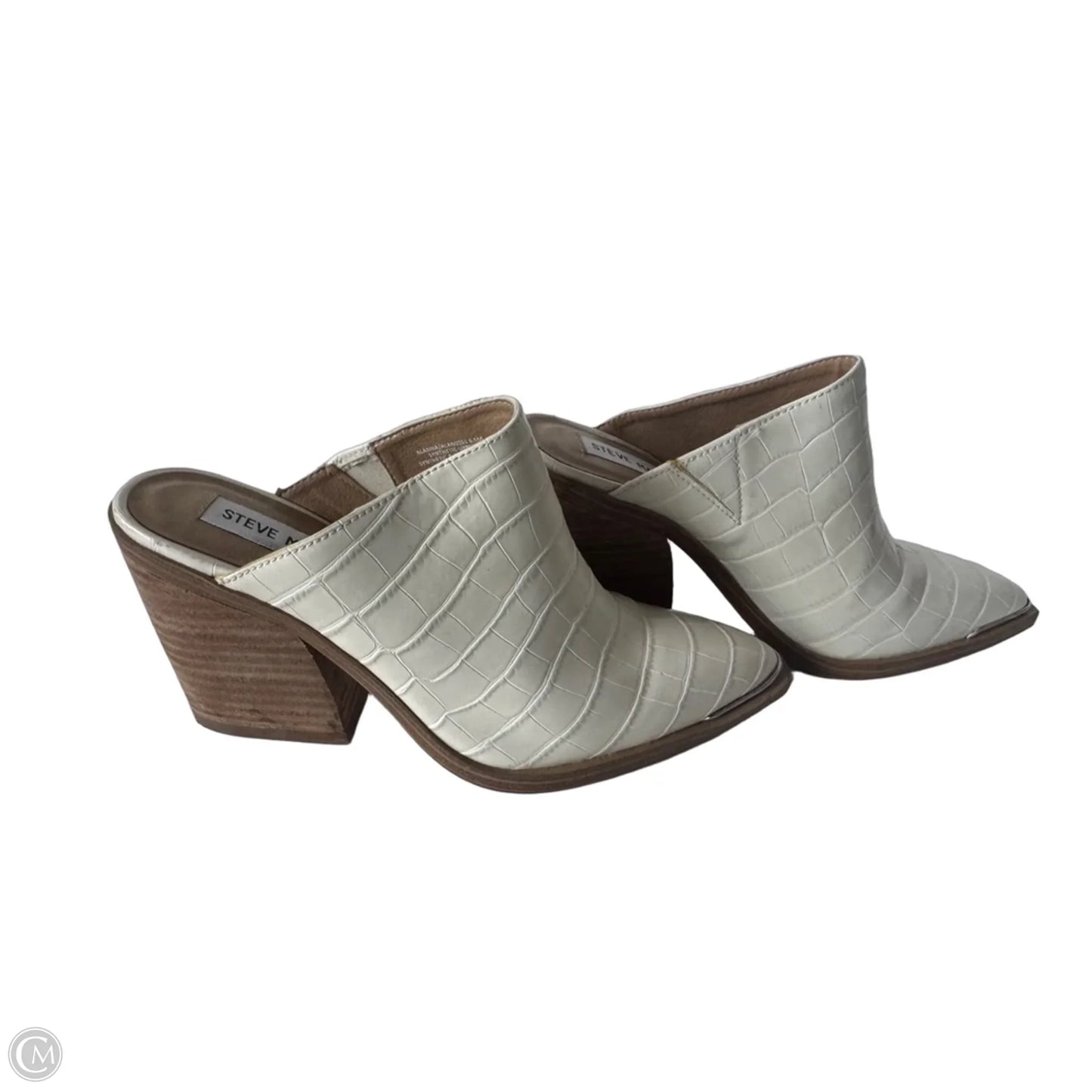 Boots Ankle Heels By Steve Madden In Cream & Silver, Size: 6.5