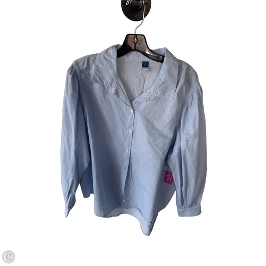 Blouse Long Sleeve By Old Navy In Blue & White, Size: Xl