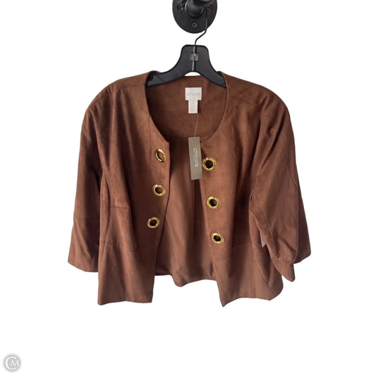 Blazer By Chicos In Brown & Gold, Size: M