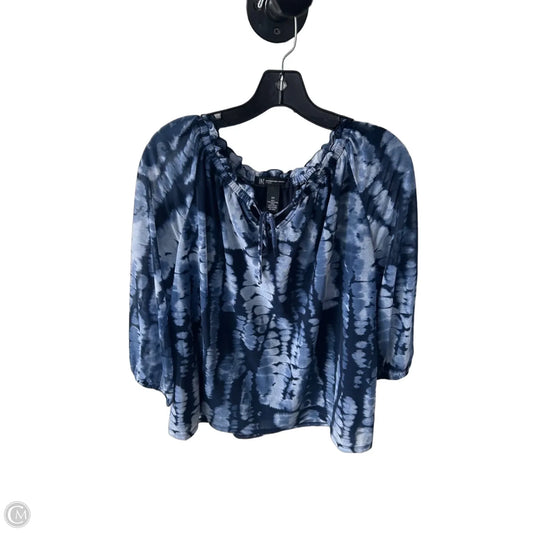 Blouse 3/4 Sleeve By Inc In Blue, Size: Xl