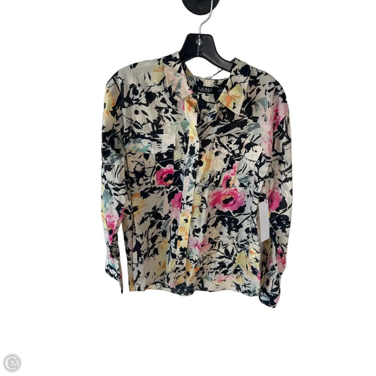 Blouse Long Sleeve By Lauren By Ralph Lauren In Black & Cream, Size: Xl