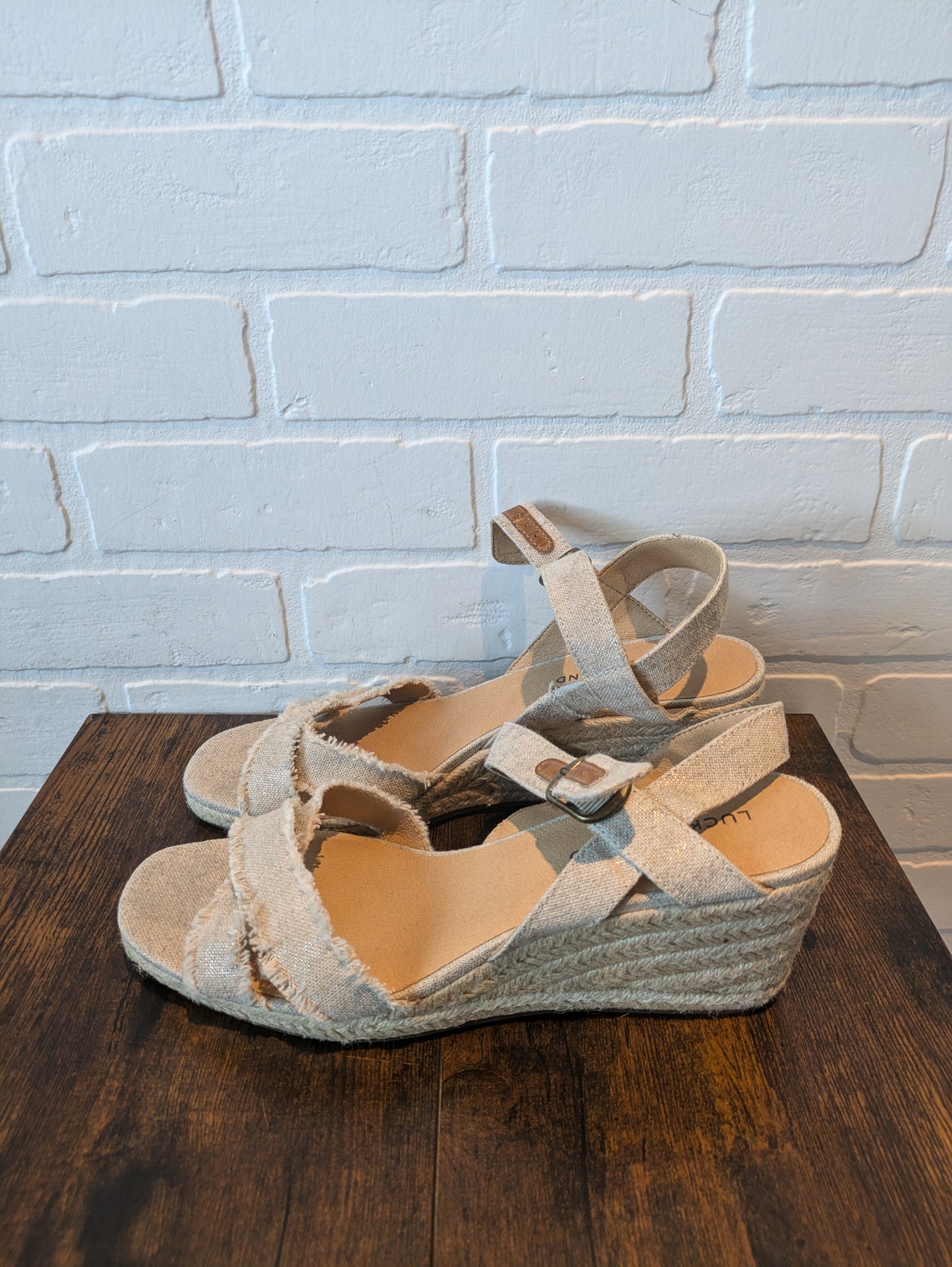 Linen Sandals Heels Wedge Lucky Brand, Size 10